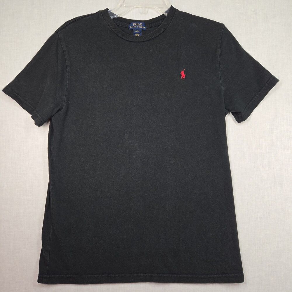 Polo Ralph Lauren Black Pony Logo T-Shirt Youth L 14-16 Classic Preppy Cotton